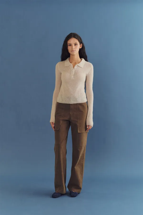 Pamper sheer collar knit (beige)