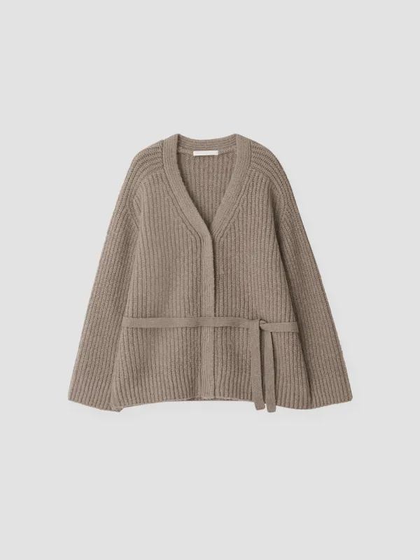 NEST BULKY BELTED CARDIGAN_BROWN_OE3C2MCD90BRW