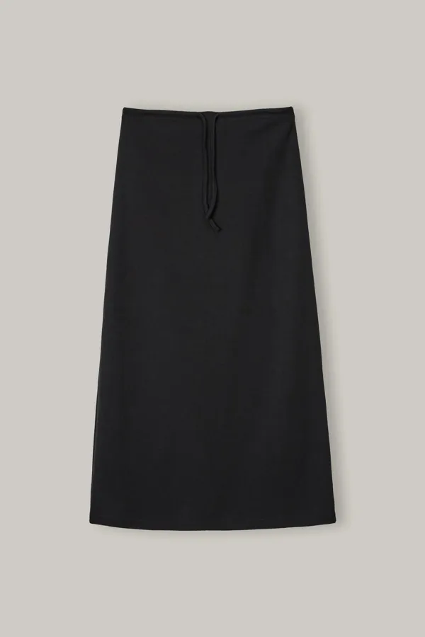 SK016 Relaxed Slit Banding Skirt (Black)