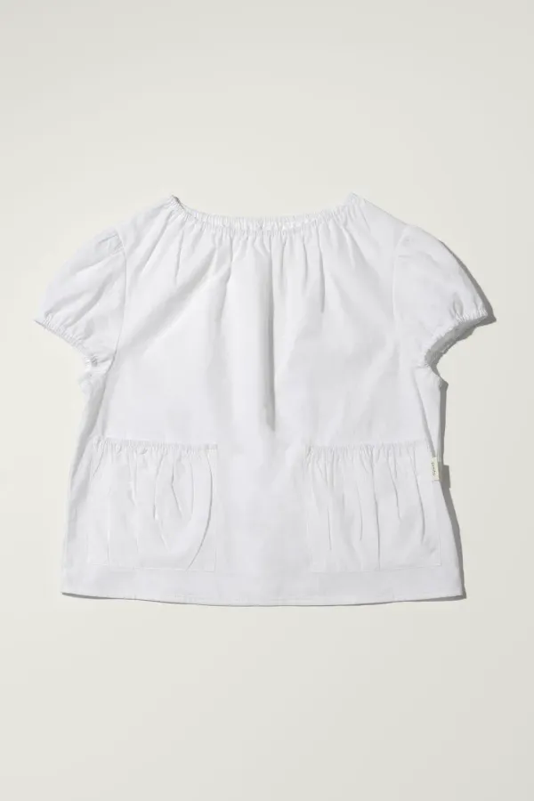 POCKET SHIRRING BLOUSE WHITE
