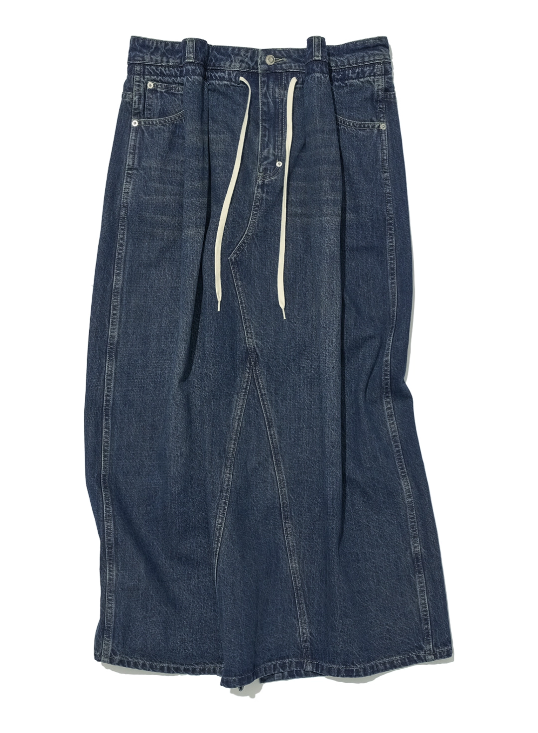 파르티멘토 [WOMEN] DRAWSTRING DENIM MAXI SKIRT_DARK BLUE 상품 이미지 1