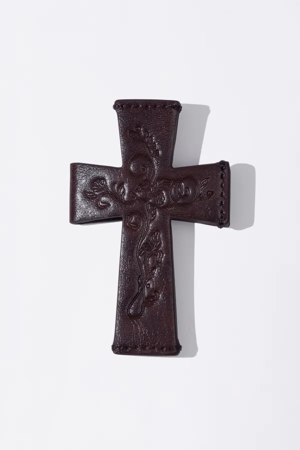 Cross Strap Layered Wallet Red Brown