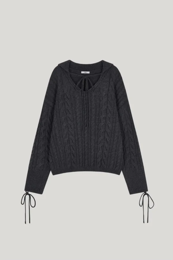 cable collar knit_charcoal