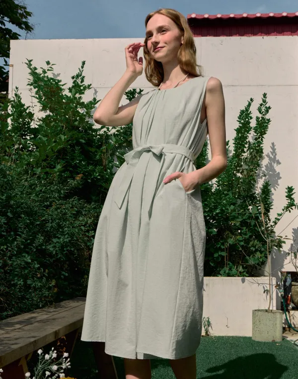 Leah Neck Point Sleeveless Dress - Mint