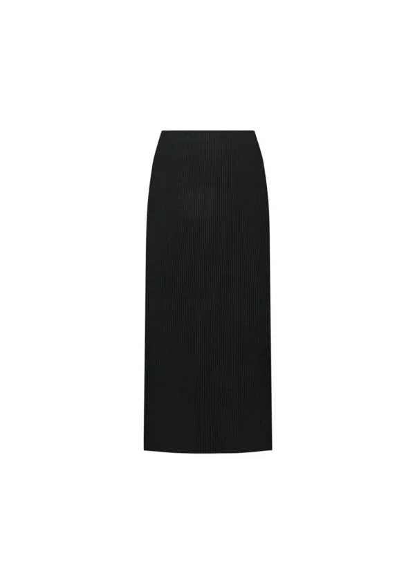 Pleats Knit Maxi Skirt, Black