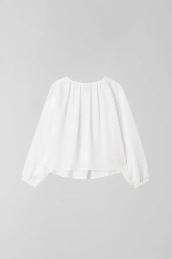 SILKY SHIRRING BLOUSE_IVORY_OE1C2MBL10IVY