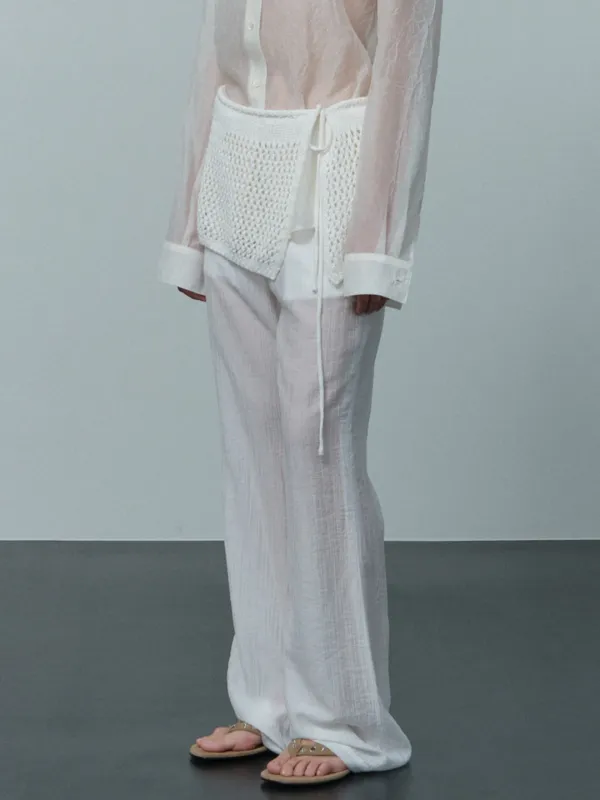 crochet layered knitted skirt (ivory)