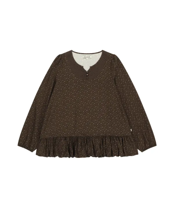DUDU PUFF BLOUSE BROWN