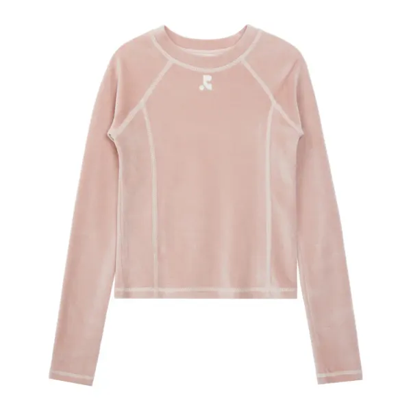 VELVET LONG SLEEVE TOP - PINK