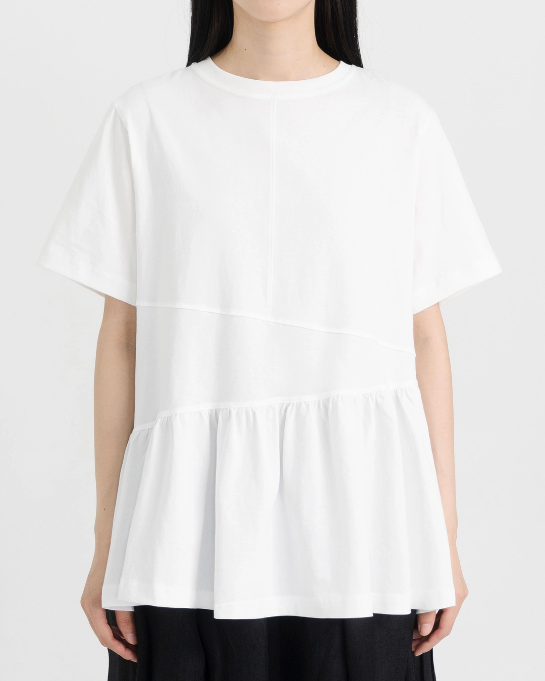 유노이아 half sleeve cut line frill t shirt 상품 이미지 2