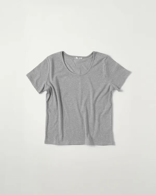 Soft U-Neck T-Shirt [GREY]
