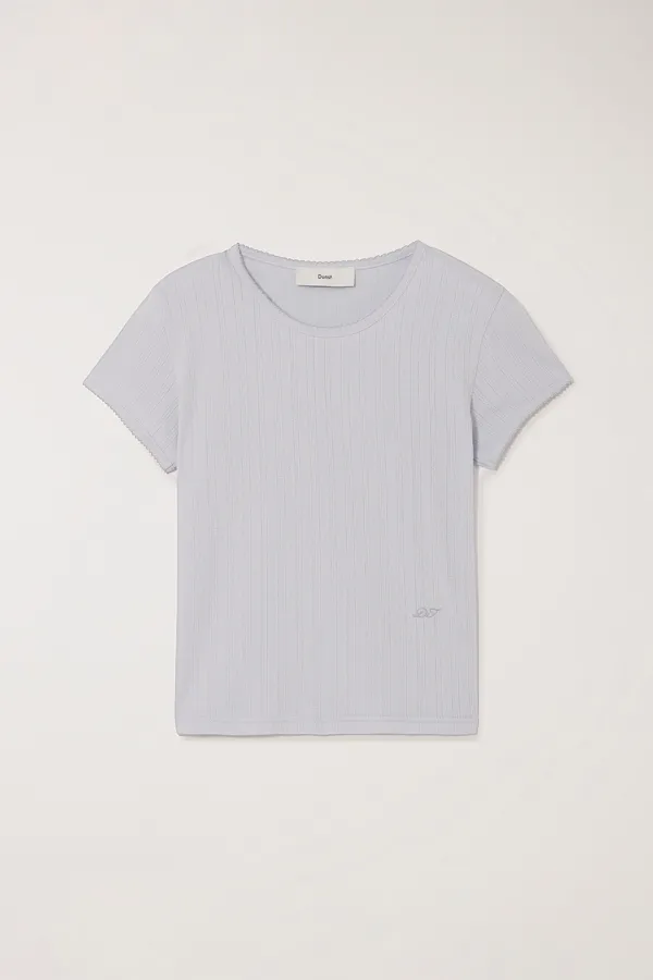ESSENTIAL SLIM-FIT CROCHET TOP LIGHT BLUE