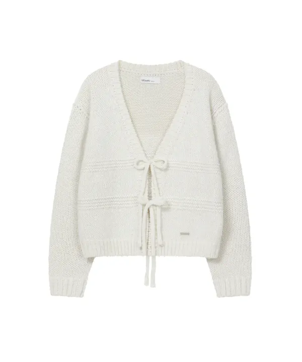 Bow over cardigan IVORY