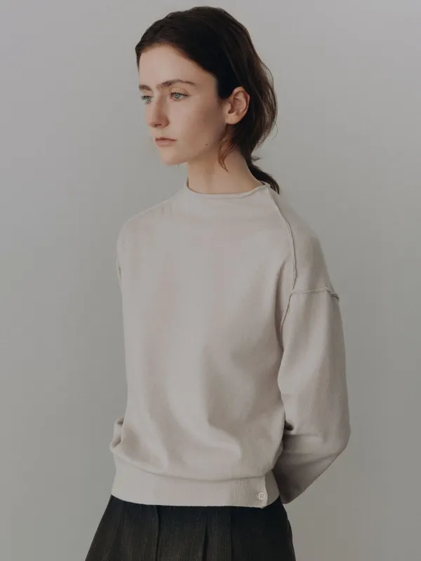 Mock Neck Knit Top with Hem Rib Button Detail SK6AP867_2color