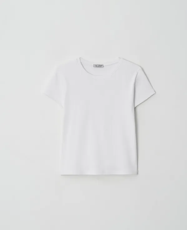 [2차] Slim-Fit Rib Half Sleeve Tee_WHITE