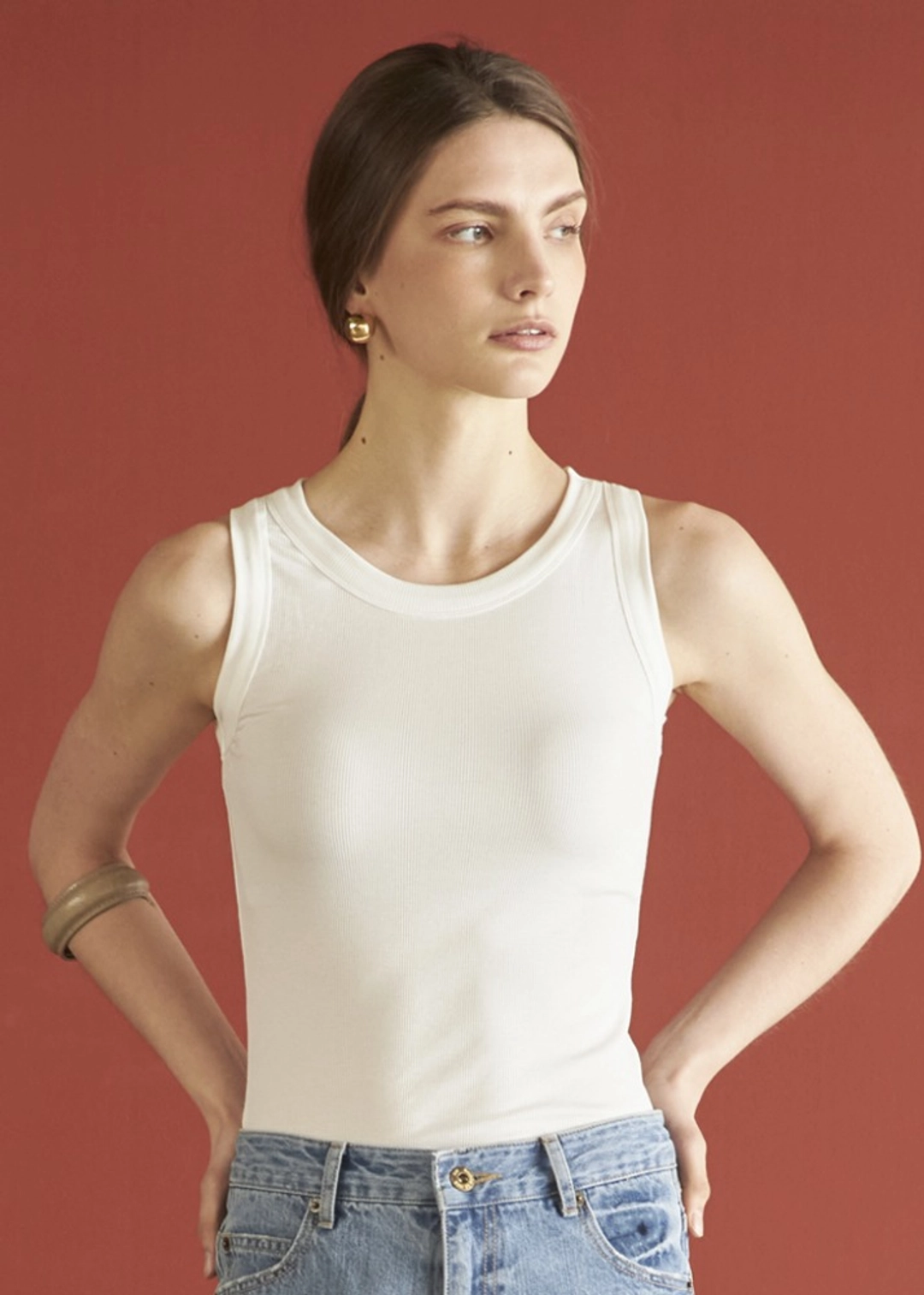메종드이네스 RIBBED SLEEVELESS TOP_WHITE 상품 이미지 2