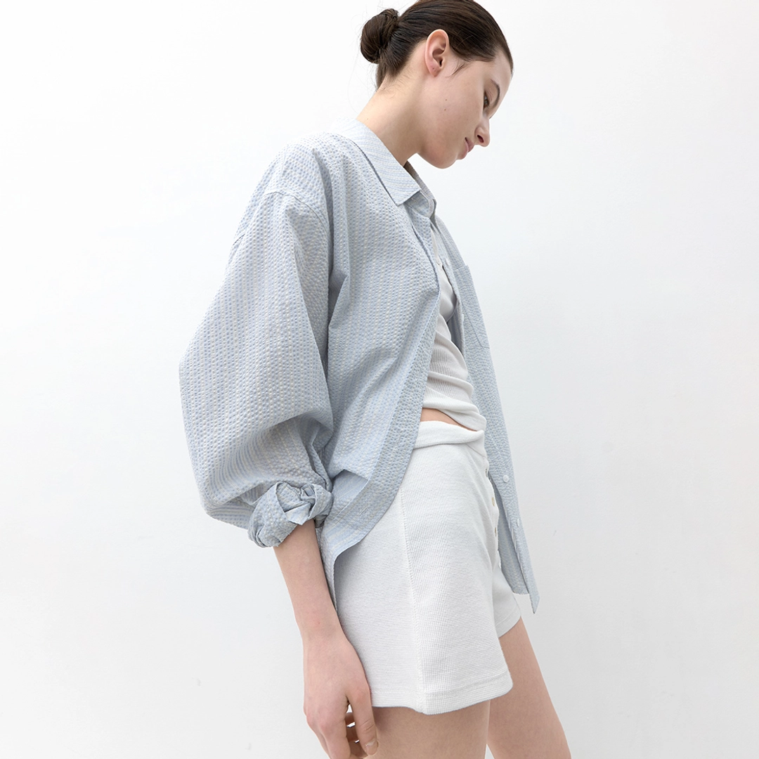 아뜰리에 나인 (BL-4405)AN MULTI STRIPE SEERSUCKER OVERSIZE SHIRT S 상품 이미지 2
