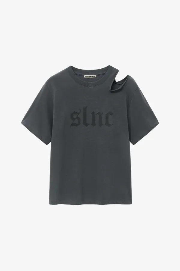SLNC 컷아웃 티셔츠 CHARCOAL