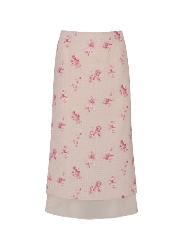 BonBon Floral Layered Skirt (Apricot)
