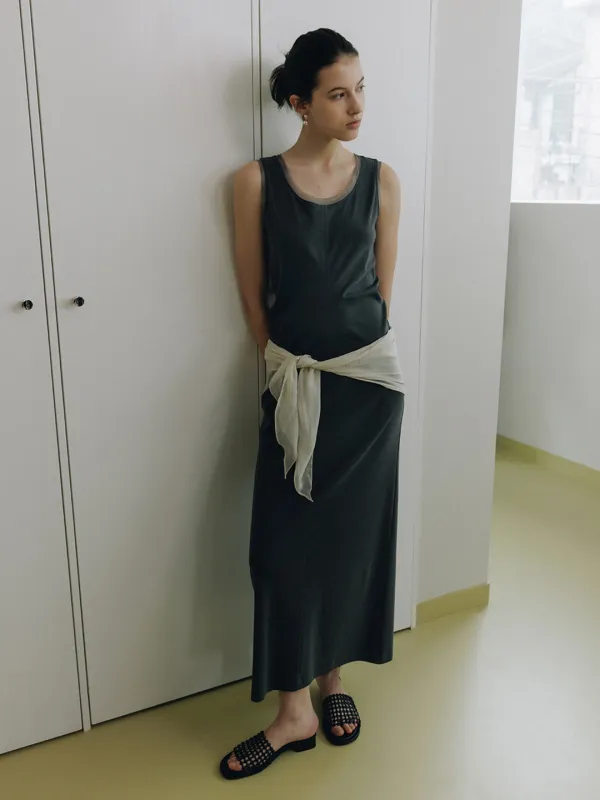Draped Sleeveless Maxi Dress SW6MO712_2color