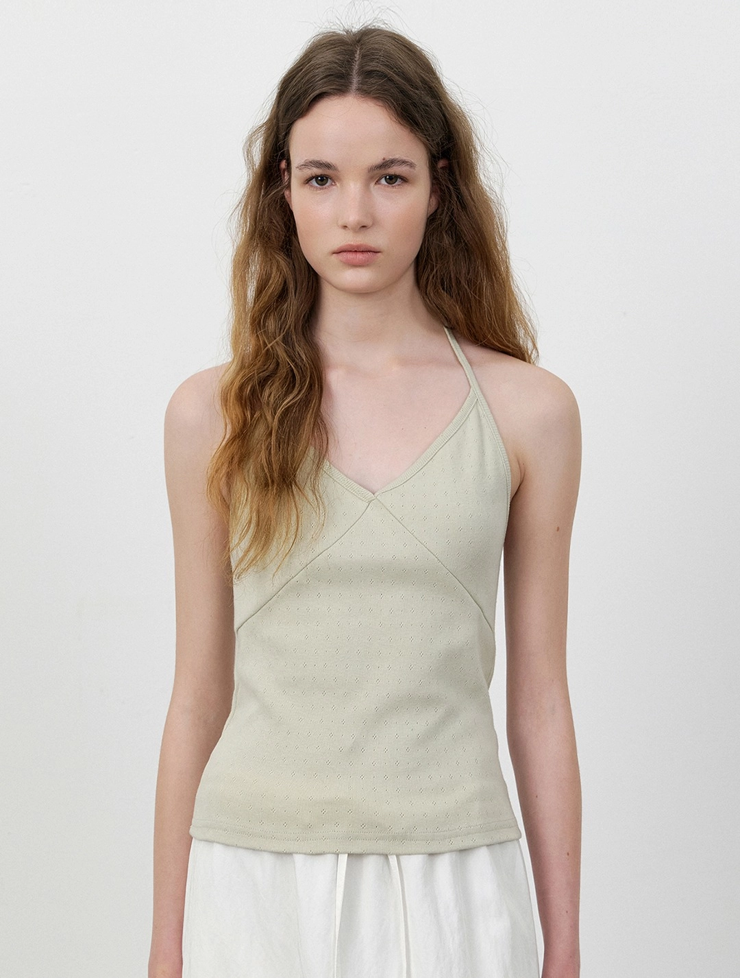 로에일 Backless v-neck punching halter sleeveless_Mint 상품 이미지 1