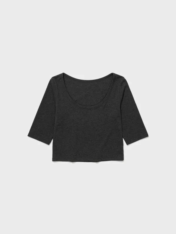 Lc Back Scoop 3/4 Tee_Charcoal