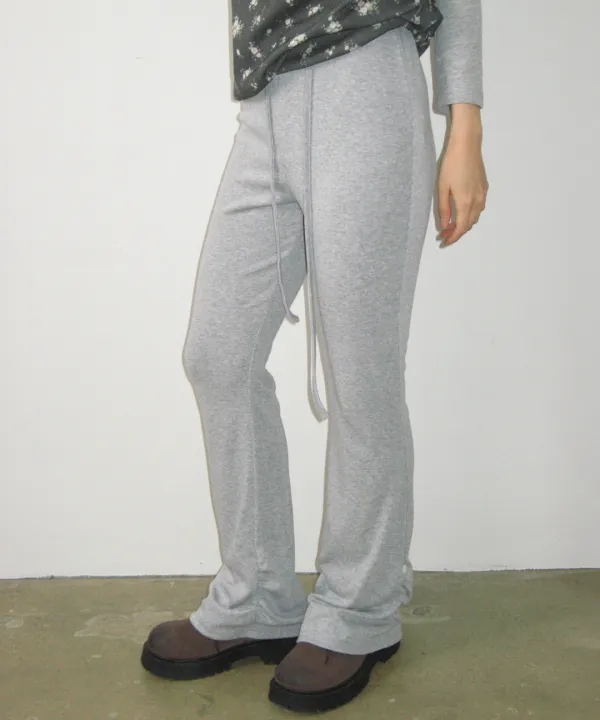 SHIRRING BUTTON BOOTCUT PANTS GREY