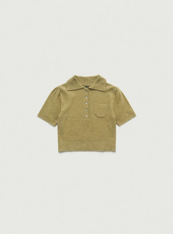 Fluffy Half Collar Knit_Olive