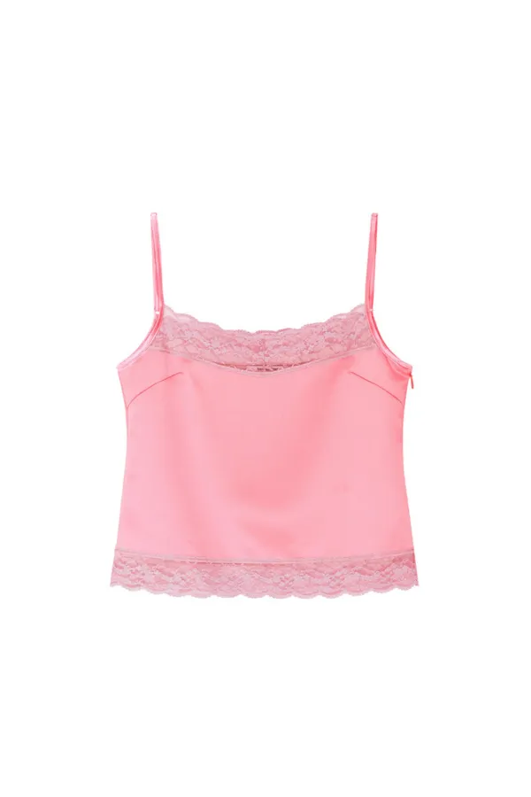 LACE TRIM SLIP CAMISOLE (PINK)