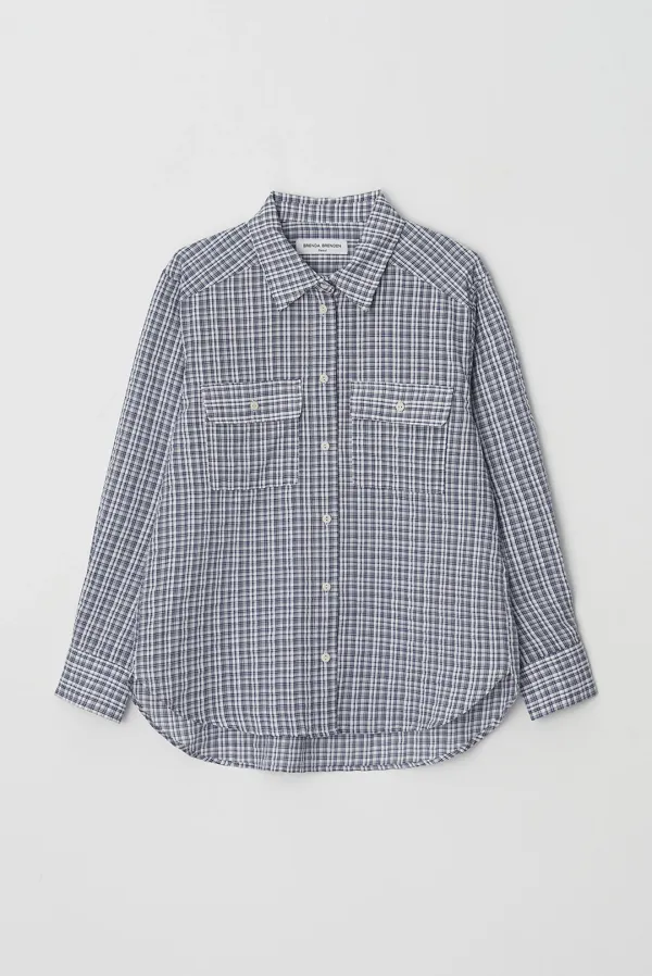 becky pocket shirts - blue check