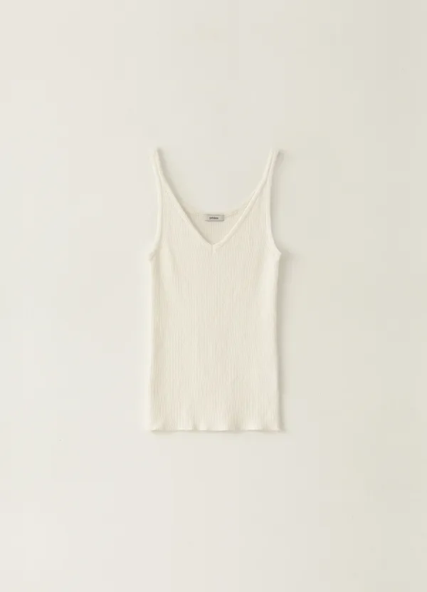 2ND / Ribbed V-neck Knit Top - Ivory