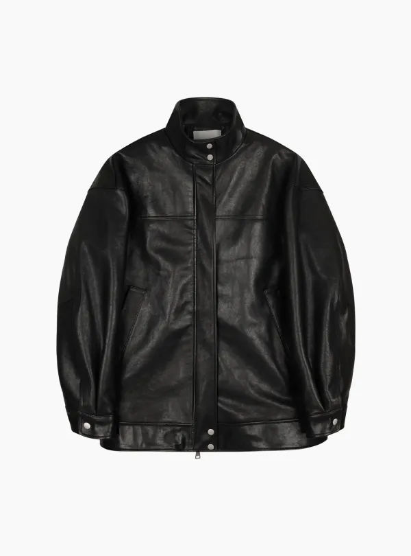 (1차 재입고/이청아 착용) [EXCLUSIVE] ITALIAN LAMBSKIN BIKER JACKET (BLACK)