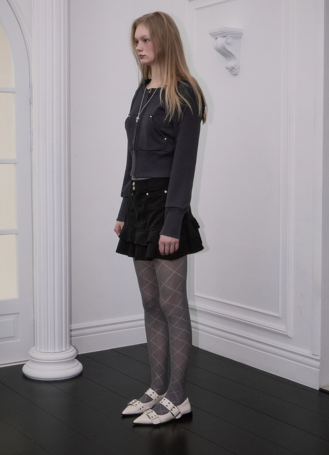 로제프란츠 Rebel Layer Frill Mini Skirt [Black] 상품 이미지 2
