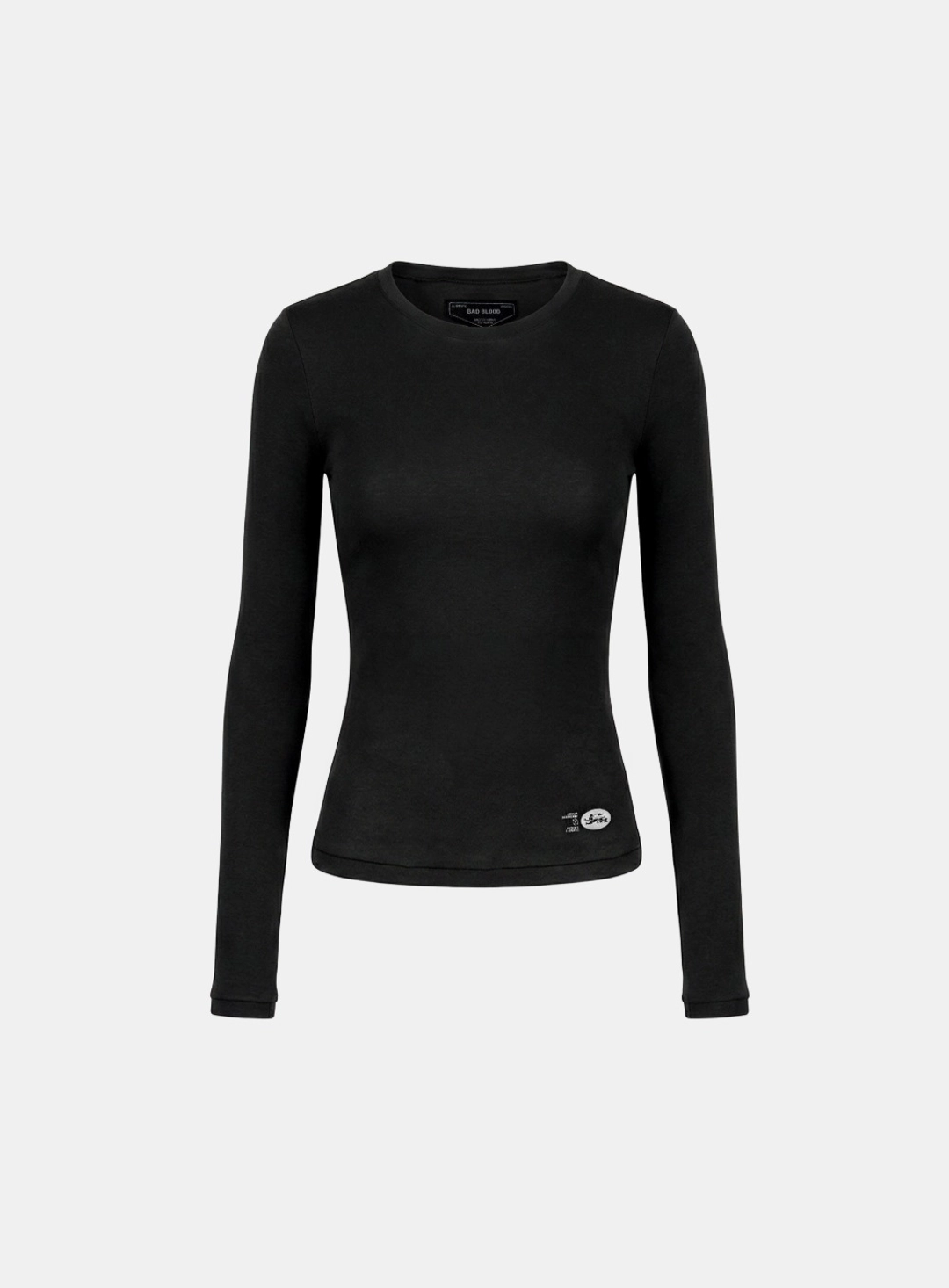 배드블러드 [w-tee26-050] BS Cotton Jersey Fitted Long Sleeve T-Shirt - Black 상품 이미지 2
