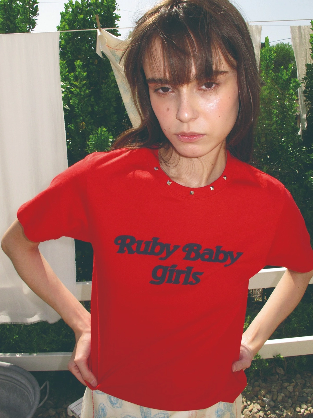 센토르 STUD HALF SLEEVE T-SHIRT_RED 상품 이미지 1