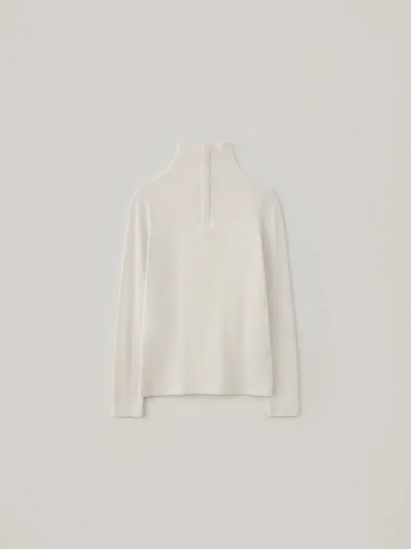 Two-Way Snap Turtleneck Top - Ivory