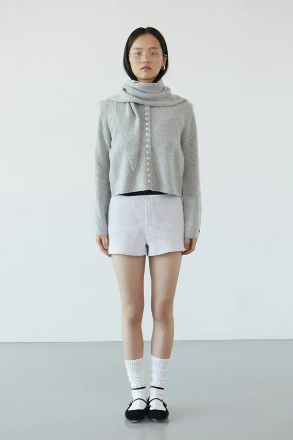 Alpaca button point cardigan_gray