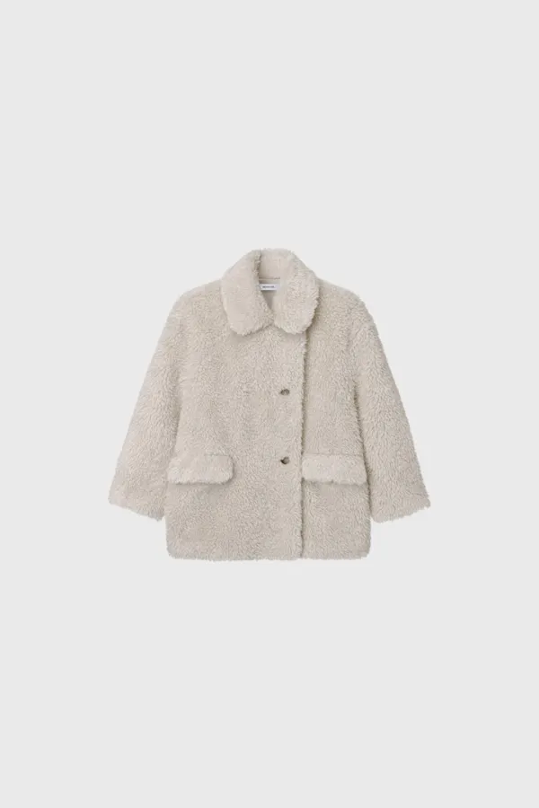 Teddy Faux Fur Jacket (Light Beige / Brown)