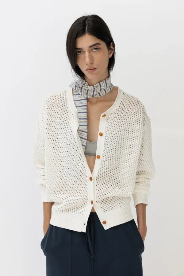 Crinkle Fringed Scarf_Cream