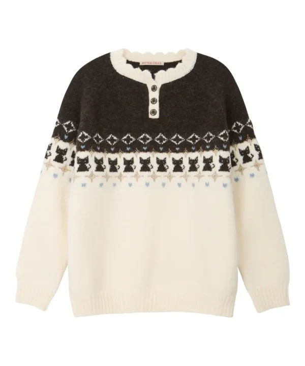 Cherish Cat Sweater-Cream