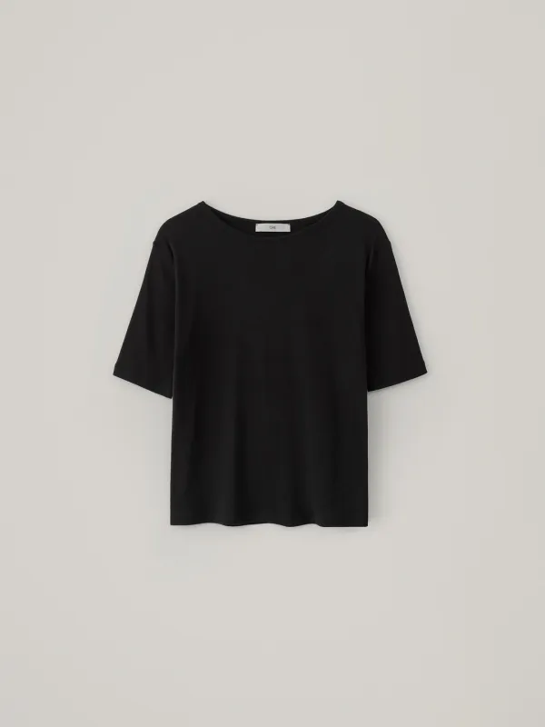 [6.12 예약 배송] Fresh Cotton Half Top - Black