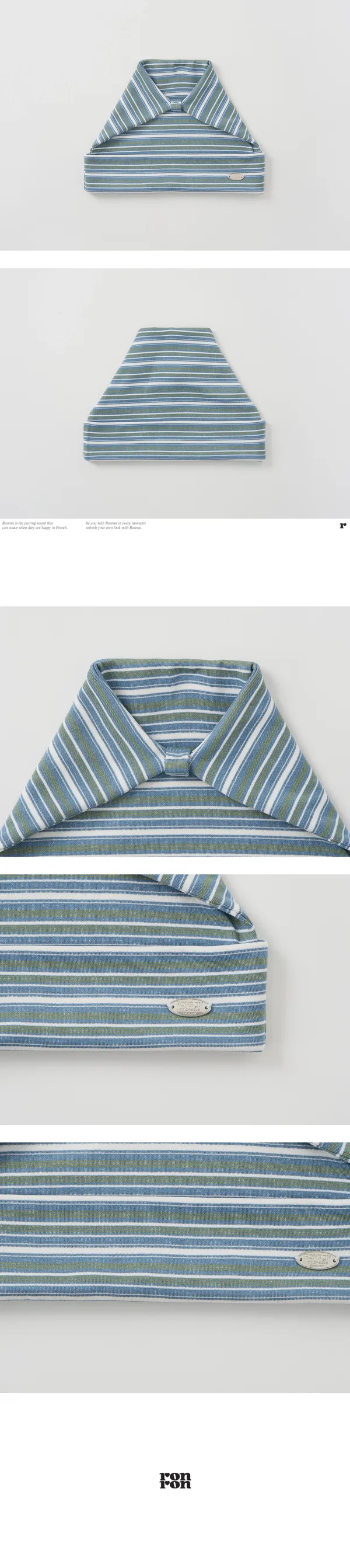 STRIPE KNOT SQUARE BEANIE BLUE