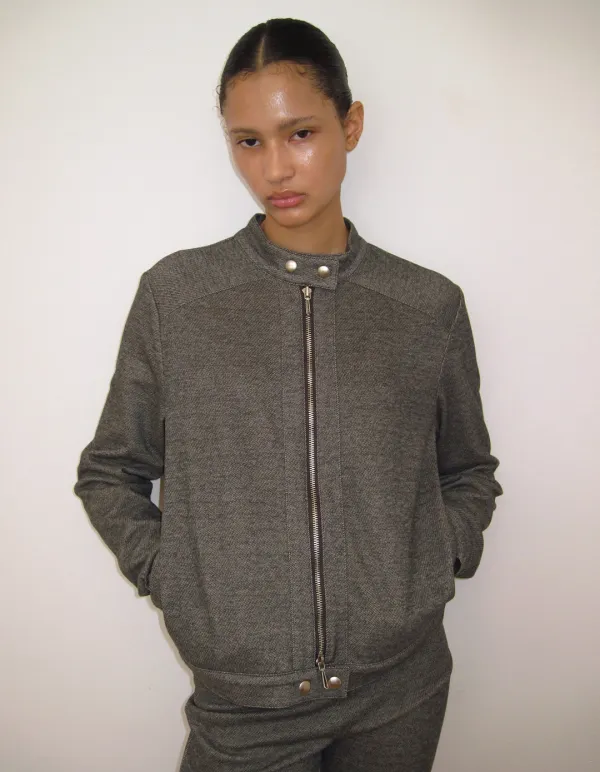 MOTO ZIP JACKET, BROWN