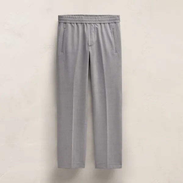 Wool Stretch Pull On Trouser - Heather Grey