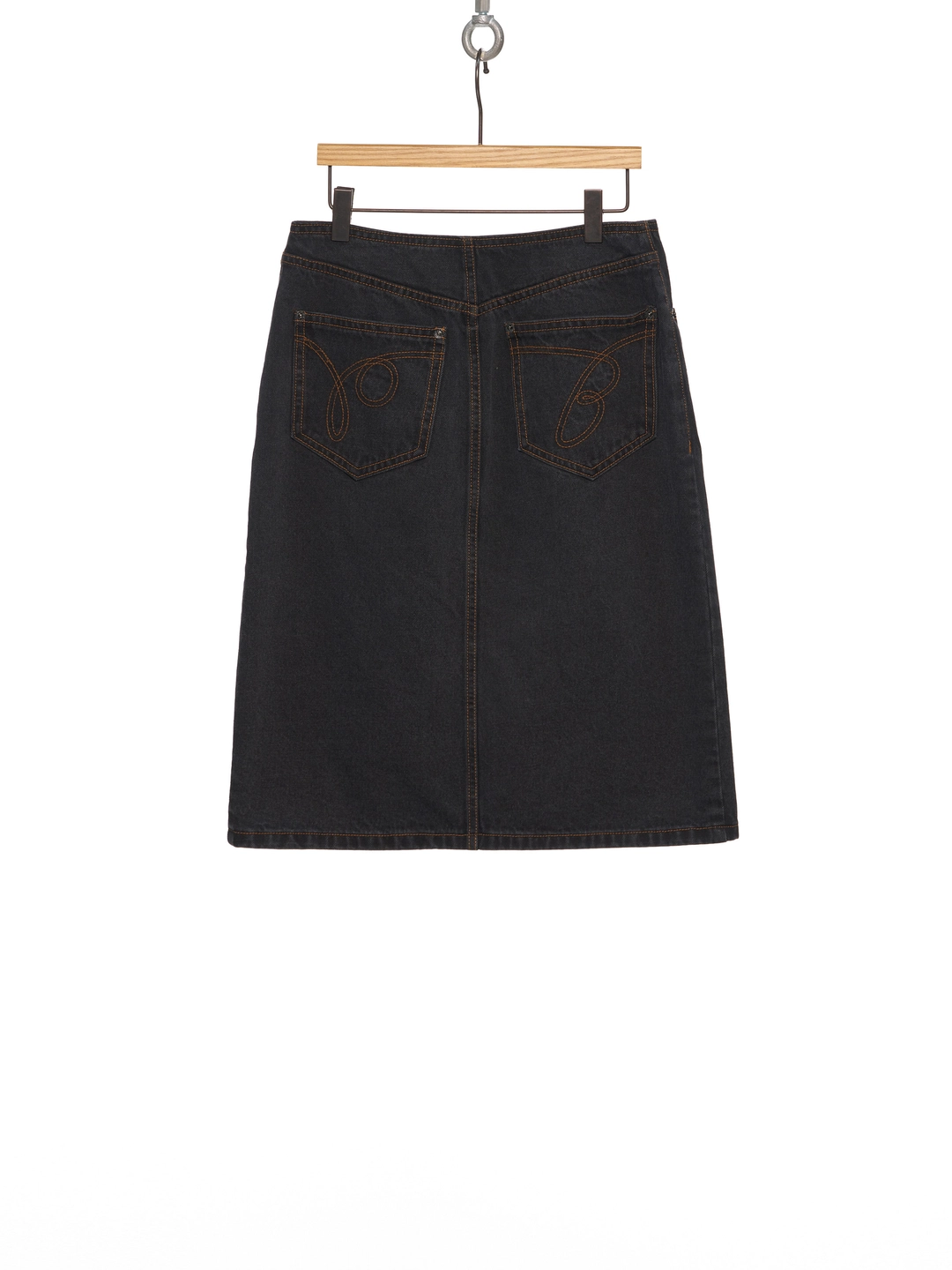 푸쉬버튼 SS26 BLACK WRAP DENIM MIDI SKIRT 상품 이미지 3