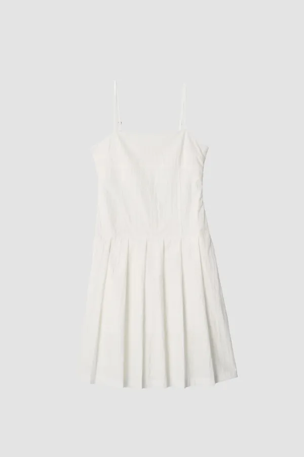 Anna White Pleated Dress