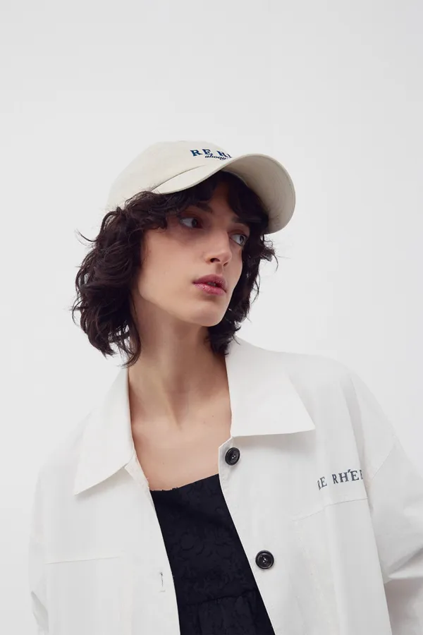 LOGO EMBROIDERED AQUA BALL CAP SOY MILK