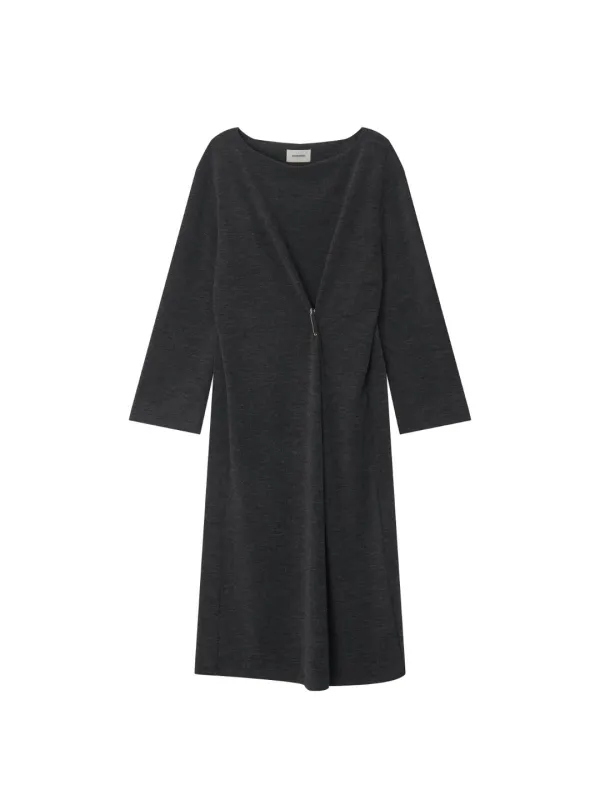 Boatneck Maxi Dress - Charcoal