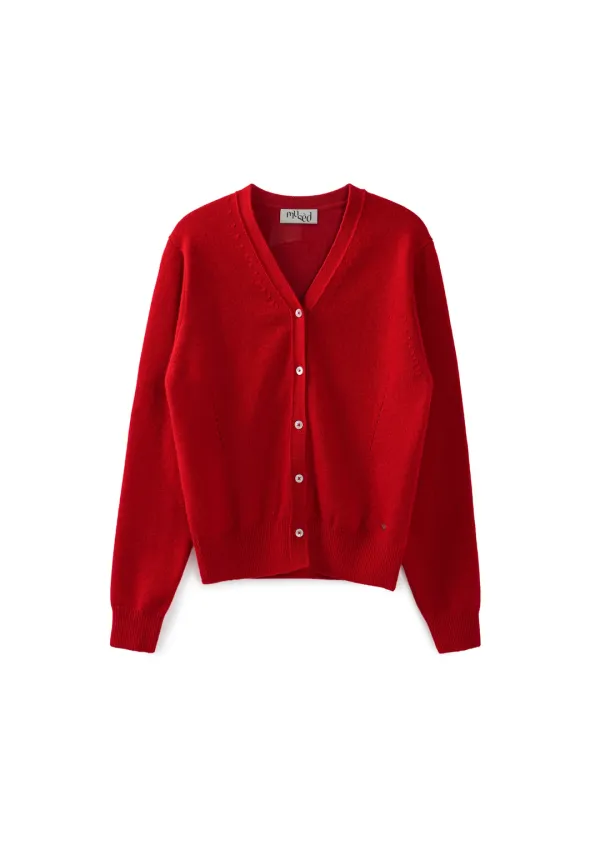 Mused Cashmere V-Neck Cardigan - Red