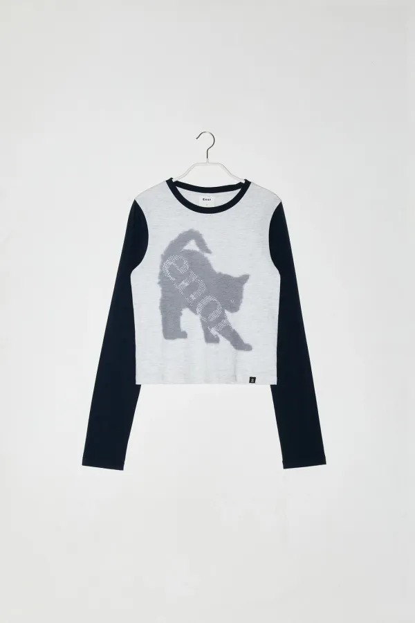 ENOR CAT CROP T-SHIRT - LIGHT GREY